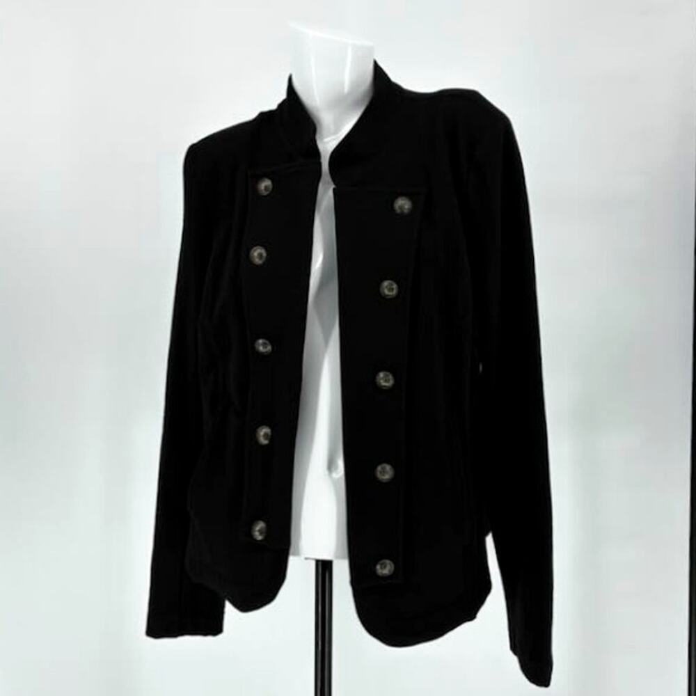 NWT Tommy Hilfiger Women's Black Knit Military Band Jacket - Size L